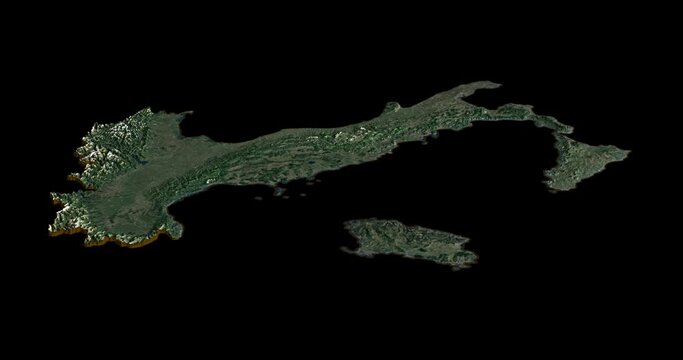 Italy map rotate 360 loop ccw with 3d relief 4K satellite ground height