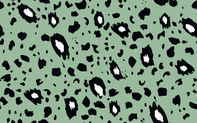 Fototapeta premium Abstract modern leopard seamless pattern. Animals trendy background. Green and black decorative vector stock illustration for print, card, postcard, fabric, textile. Modern ornament of stylized skin