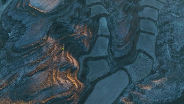 Aerial view of agricultural terraces in the surroundings of the city of Calatayud. Saragossa. Aragon. Spain. Europe