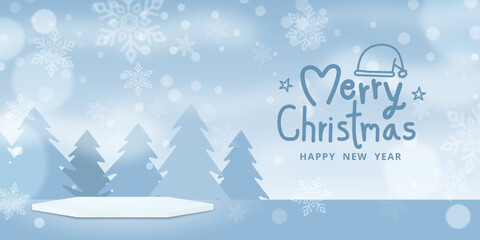Vector banner with merry christmas and happy new year.