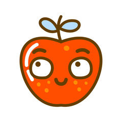 Fototapeta premium Cute cartoon apple isolated on white for Your funny design
