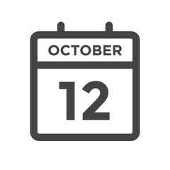 October 12 Calendar Day or Calender Date for Deadlines or Appointment