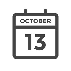 October 13 Calendar Day or Calender Date for Deadlines or Appointment