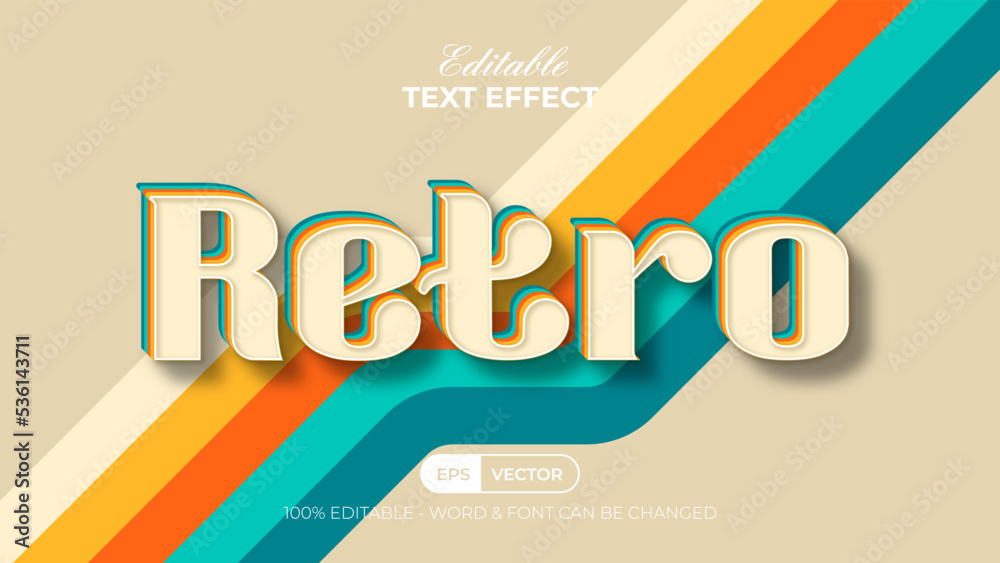 Fototapete retro text effect colorful style. editable text effect.