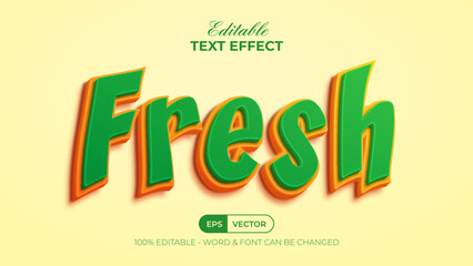 Fresh text effect style. Editable text effect green orange color.