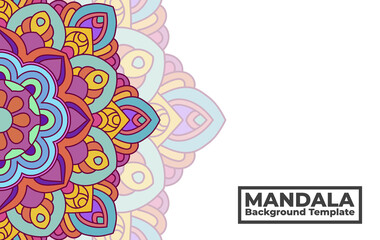 Vector background template with ornamental mandala pattern design,  Decorative flower mandala banner with place for texts