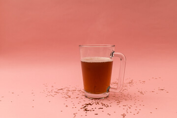 Soluble coffee in a clear cup