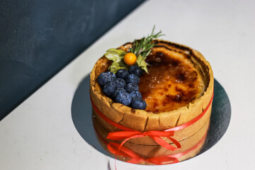 Festive cheesecakes with berries and decorations
