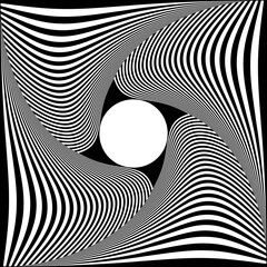 Whirl Twisting Motion Illusion in Abstract Op Art Pattern. 3D Effect.