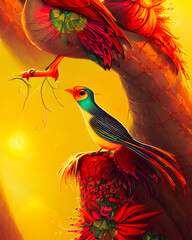 Fototapeta premium Artistic concept painting of a cute bird , background illustration.