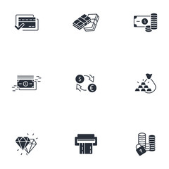 payment thin line icons. Vector illustration isolated on white. Editable stroke.
