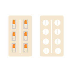 Cute cartoon character pills. isometric drugs, pills, medical pills, bottle pills, medicine, illustration design concept of Healthcare and Medicine. - vector