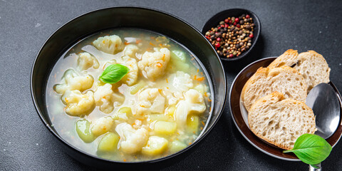 cauliflower soup fresh first course vegetable dish healthy meal food snack on the table copy space food background  