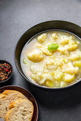 cauliflower soup fresh first course vegetable dish healthy meal food snack on the table copy space food background  
