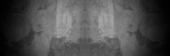 Old wall texture cement dark black gray panorama background abstract grey color design are light with white gradient background.