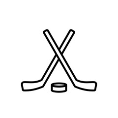 Line Ice hockey sticks line icon isolated on white background