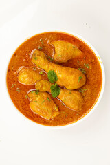 Chicken curry isolated on white background.