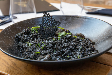 Black Ink Risotto with squids