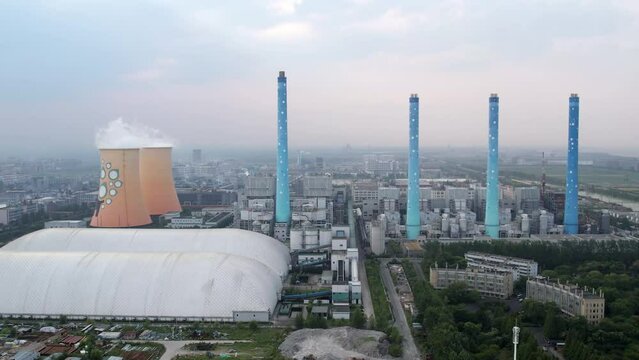 aerial view of modern thermal power plant