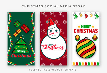 Set of Christmas greeting card story fully editable template