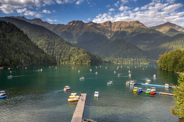 Lake Ritsa in Caucasus mountains