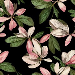 seamless pattern with pink lilies