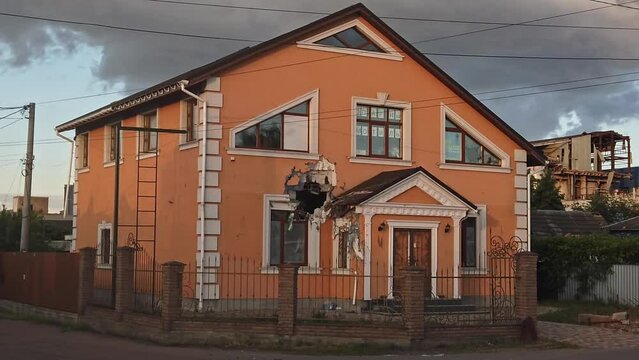Destroyed places buildings near Kyiv Ukraine Bucha