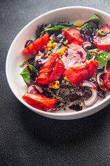 salad tomato onion lettuce fresh meal vegetable dish food snack on the table copy space food background 