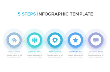 Infographic template with 5 steps, workflow, process chart