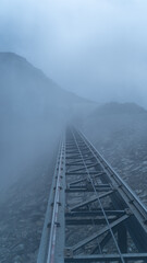 Funicular rails in Kitzsteinhorn glacier, Austrian Alps