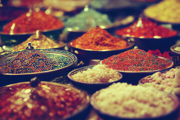 Showcase with eastern spices  