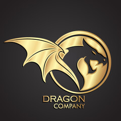 3d winged dragon circle symbol