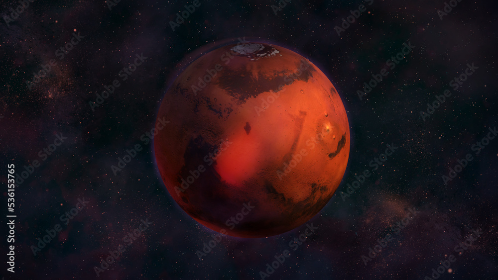 Wall mural planet mars from space with a view of isidis regio