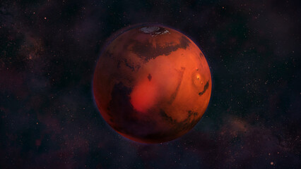 Obraz na płótnie Canvas Planet Mars from space with a view of Isidis Regio