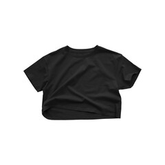 Wrinkled Women's Black Crop T-Shirt Front Mockup
