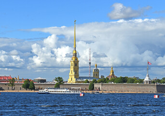 Peter and Paul Fortress, original citadel of St. Petersburg, Russia. Summer sunny day