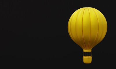 Obraz premium 3D illustration, hot air balloon ride, black background, 3D rendering