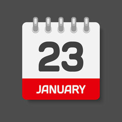 Icon day date 23 January, template calendar page
