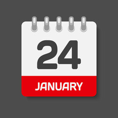 Icon day date 24 January, template calendar page