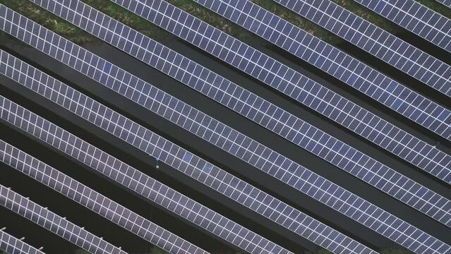 aerial view of solar power panels 