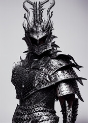 fantasy creative asset, dragon king in dark armor, digital illustration, created with generative ai