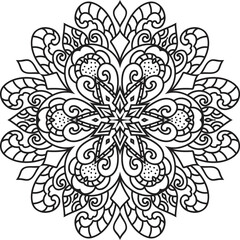 Vector abstract mandala pattern.Black and white illustration.Outline.Coloring page for coloring book.