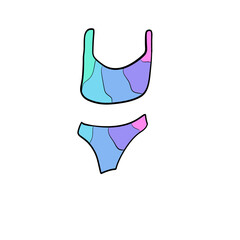 swimsuit . bikini. flat illustration.Doodle. sketch. Underwear. bra and panties.