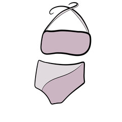 swimsuit . bikini. flat illustration.Doodle. sketch. Underwear. bra and panties.