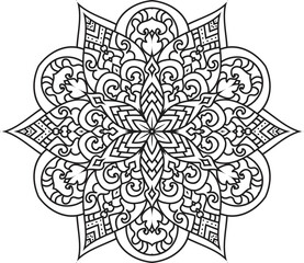 Black and white Mandala illustration Hand drawn outline Mandala.Mandalas for coloring book