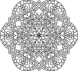 Black and white Mandala illustration Hand drawn outline Mandala.Mandalas for coloring book