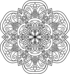 Black and white Mandala illustration Hand drawn outline Mandala.Mandalas for coloring book