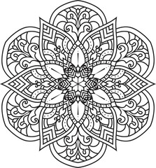 Black and white Mandala illustration Hand drawn outline Mandala.Mandalas for coloring book