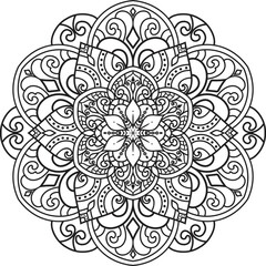 Mandala isolated on the white background.Doodle pattern.ornament design for coloring page