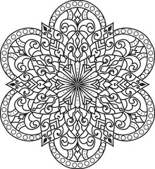 Mandala isolated on the white background.Doodle pattern.ornament design for coloring page